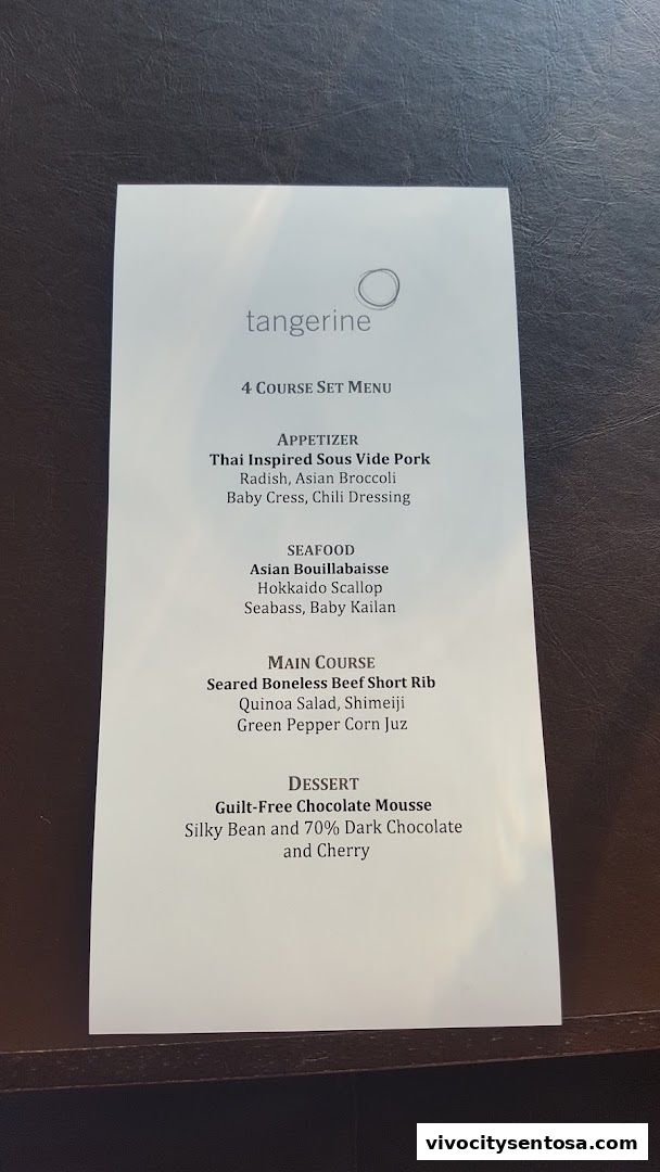 Menu page for Tangerine