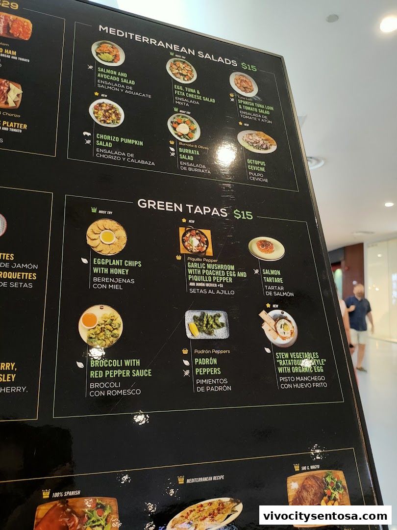 Menu page for Tapas Club  VivoCity