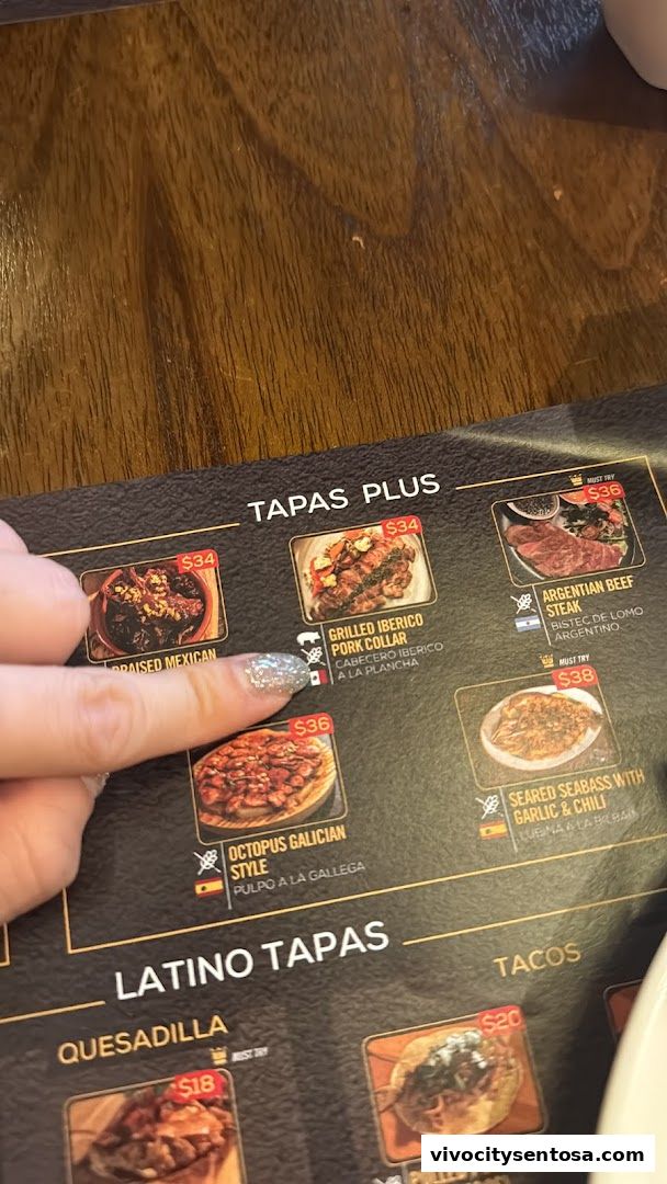 Menu page for Tapas Club  VivoCity