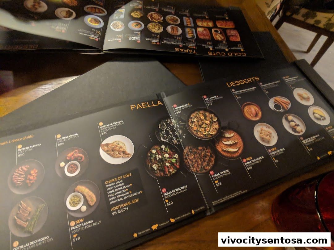Menu page for Tapas Club  VivoCity