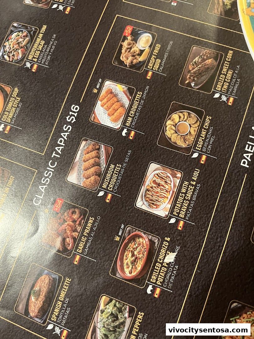 Menu page for Tapas Club  VivoCity