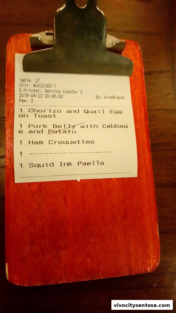Menu page for Tapas Club  VivoCity