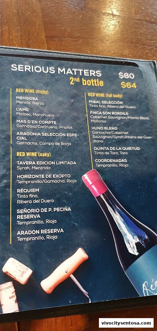 Menu page for Tapas Club  VivoCity