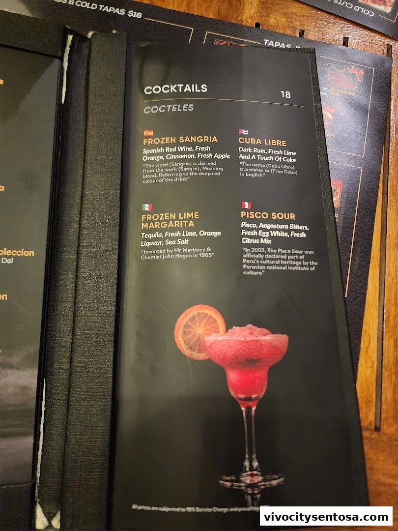 Menu page for Tapas Club  VivoCity