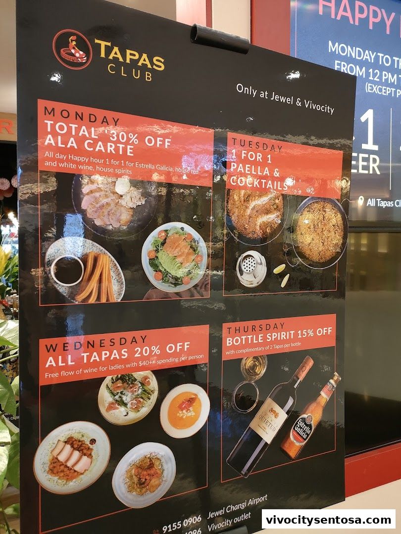 Menu page for Tapas Club  VivoCity