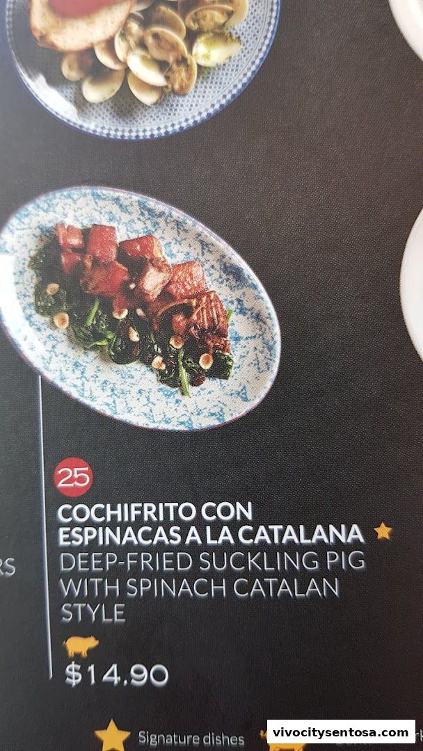 Menu page for Tapas Club  VivoCity