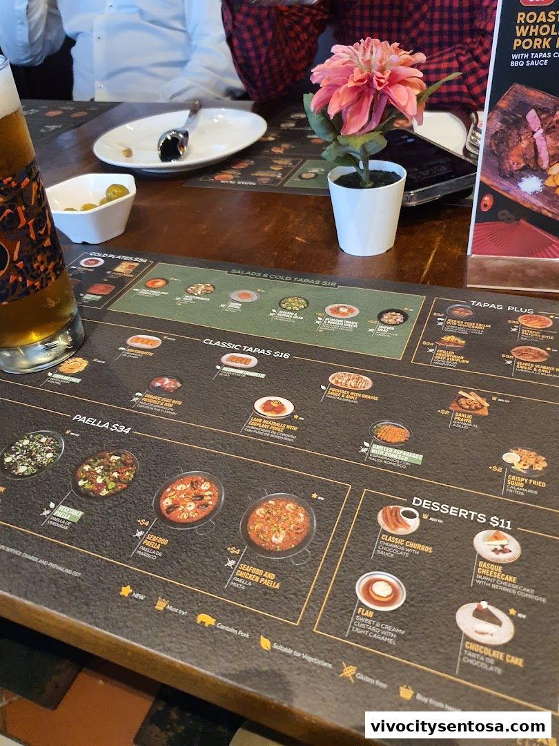 Menu page for Tapas Club  VivoCity