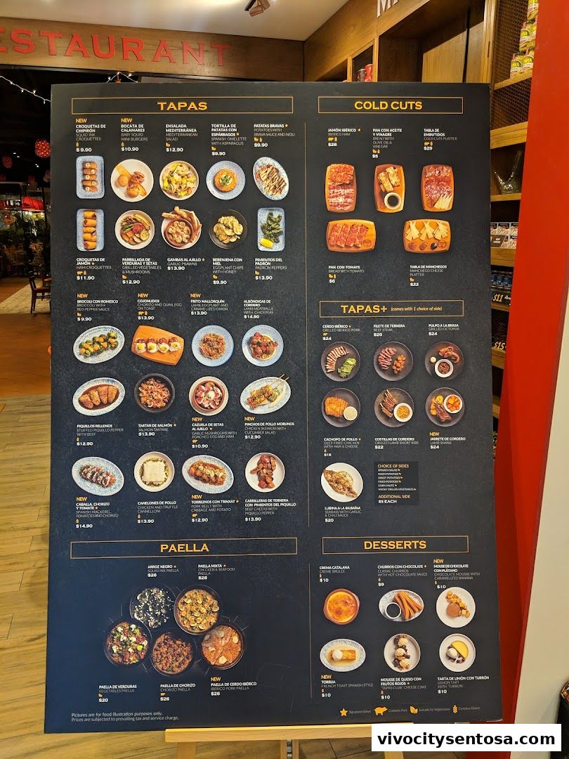 Menu page for Tapas Club  VivoCity