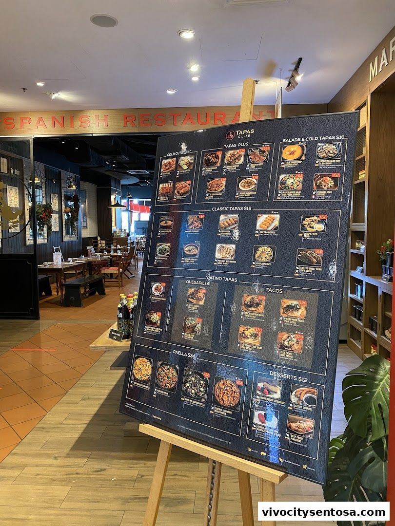 Menu page for Tapas Club  VivoCity