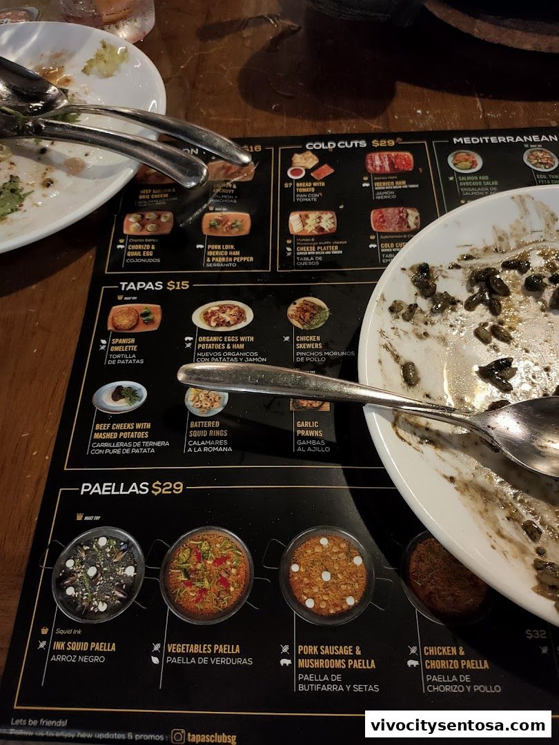 Menu page for Tapas Club  VivoCity