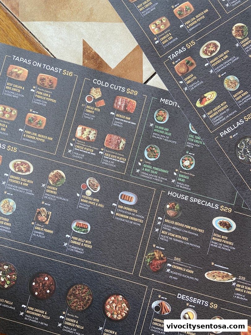 Menu page for Tapas Club  VivoCity