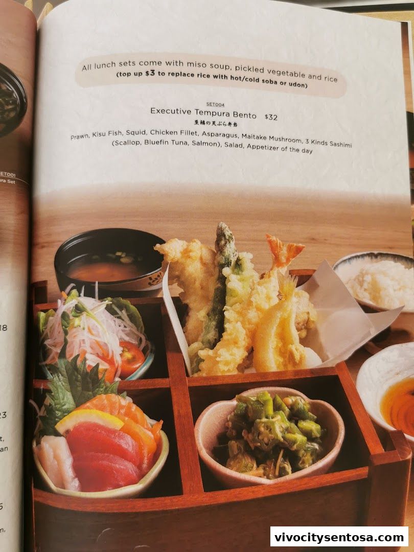 Menu page for Tempura Makino VivoCity