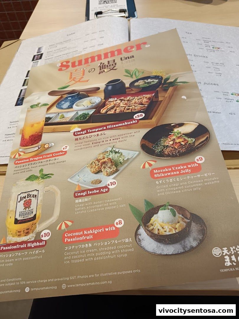 Menu page for Tempura Makino VivoCity