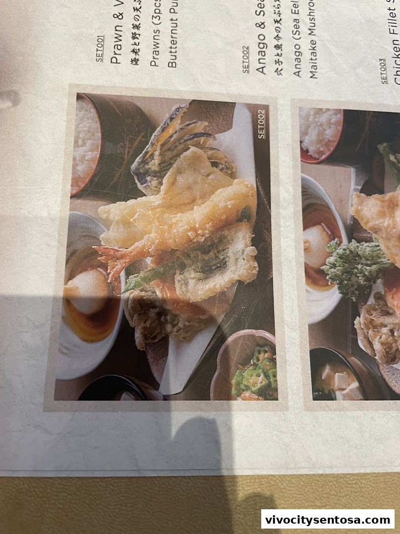 Menu page for Tempura Makino VivoCity
