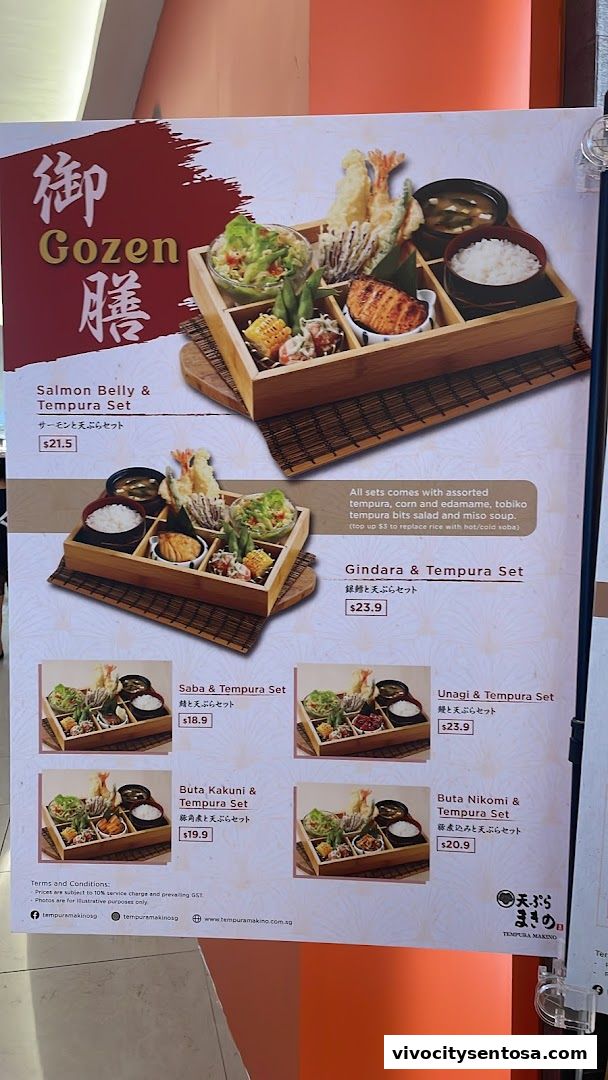 Menu page for Tempura Makino VivoCity