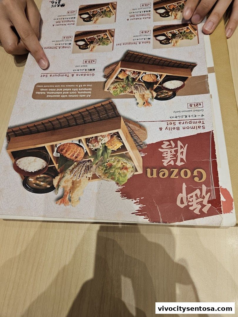 Menu page for Tempura Makino VivoCity
