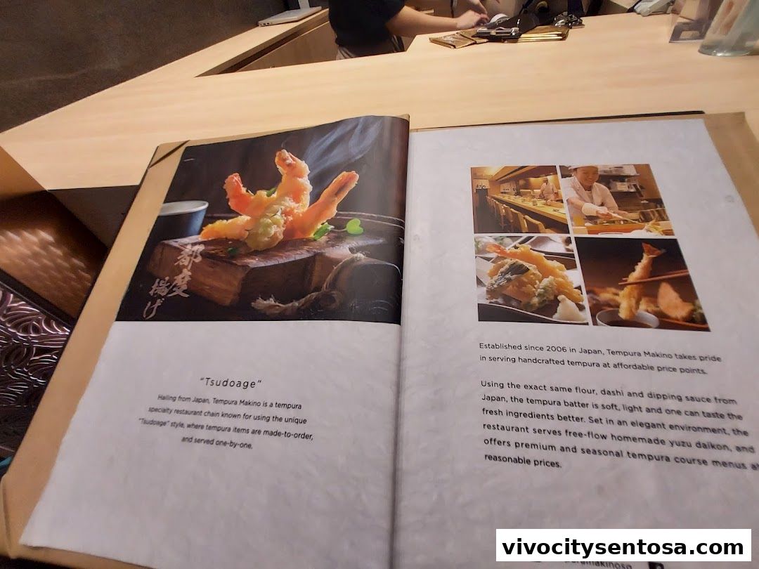 Menu page for Tempura Makino VivoCity
