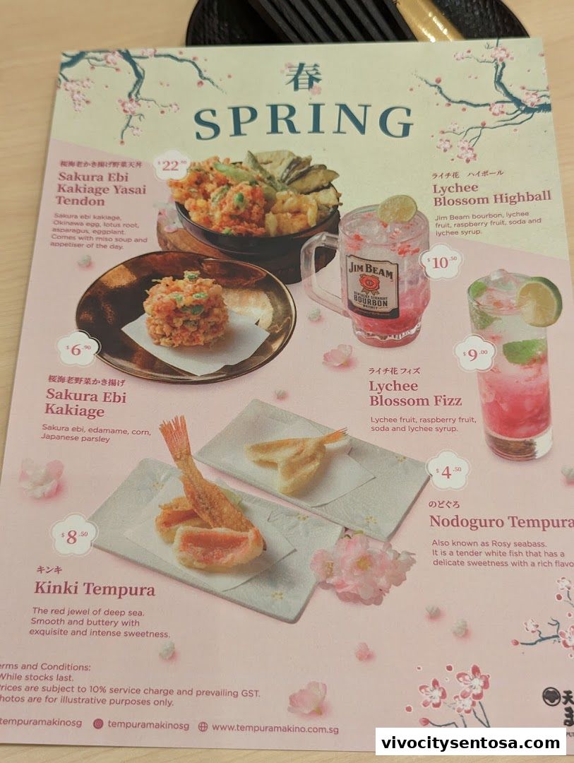 Menu page for Tempura Makino VivoCity