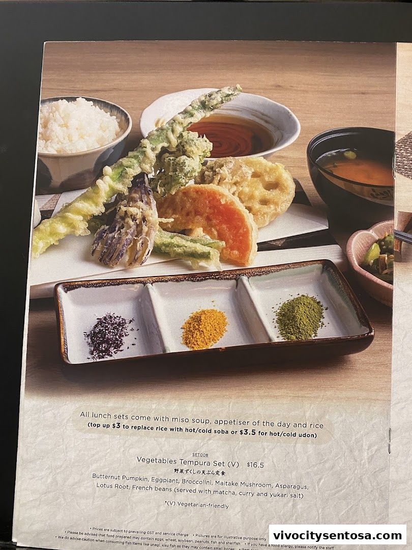 Menu page for Tempura Makino VivoCity