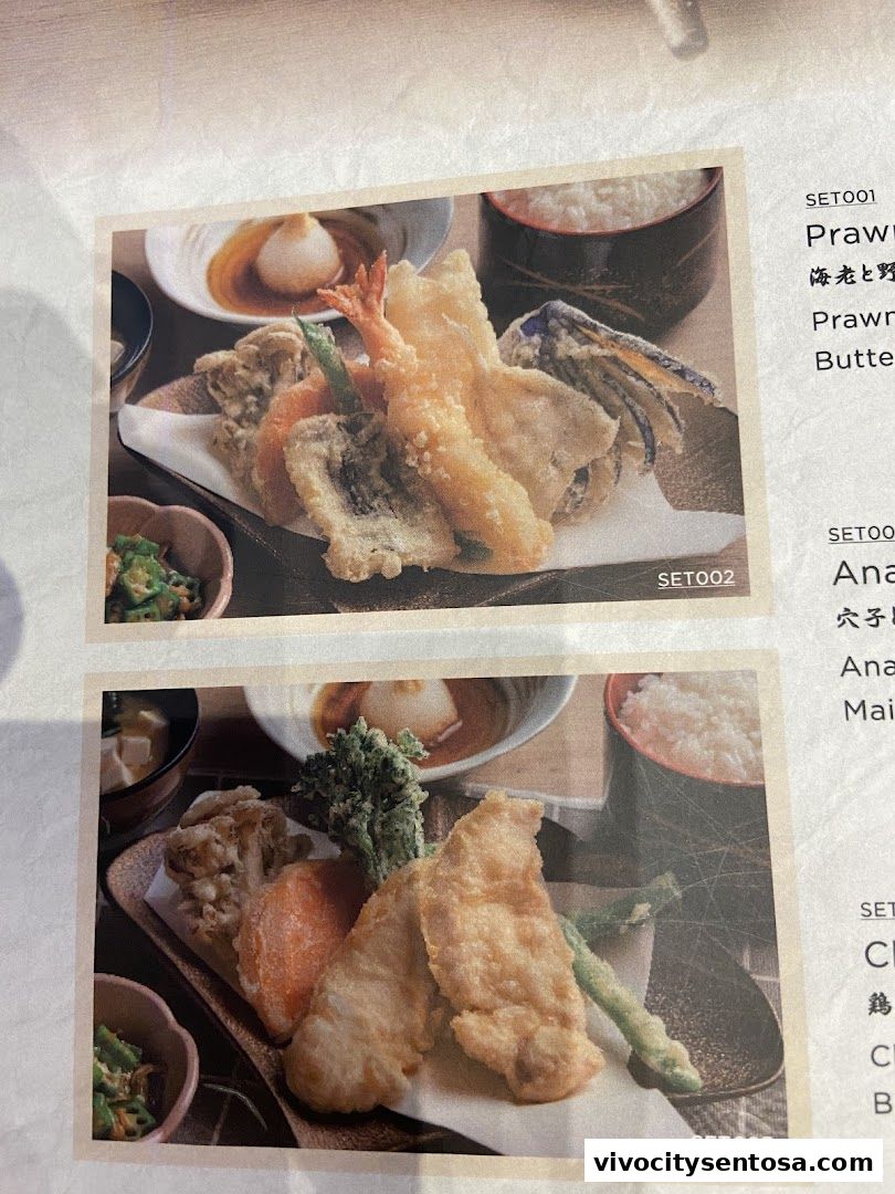 Menu page for Tempura Makino VivoCity