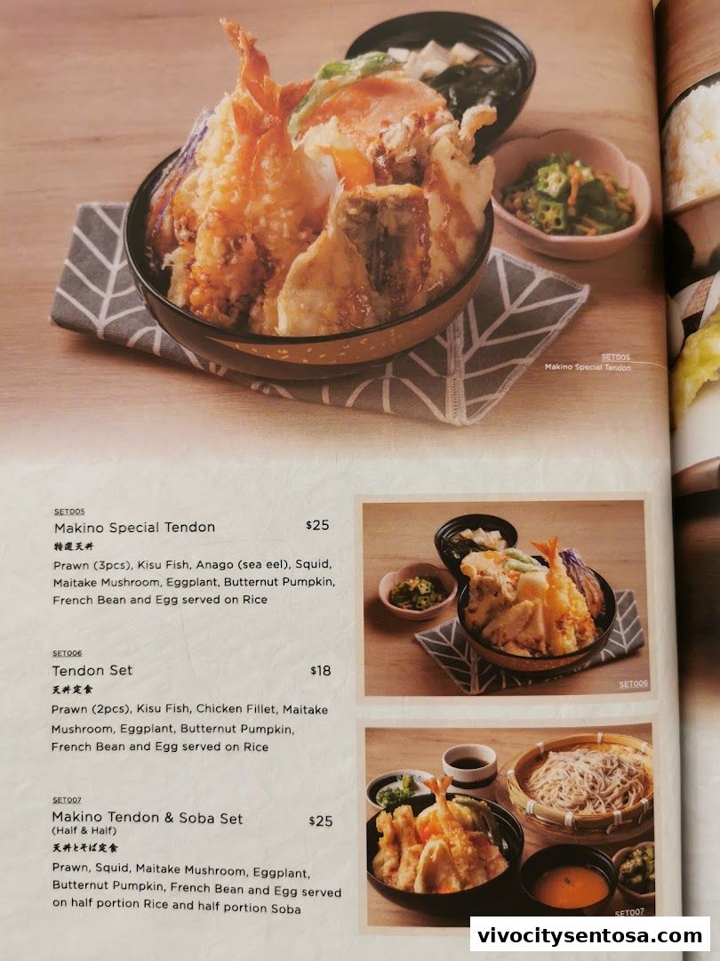 Menu page for Tempura Makino VivoCity