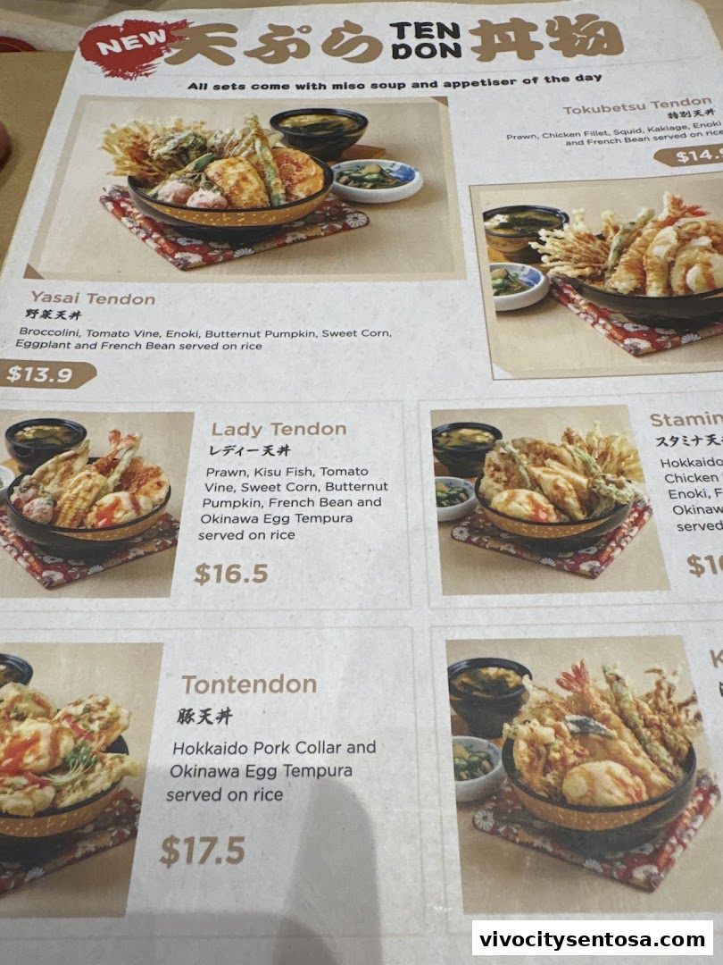 Menu page for Tempura Makino VivoCity