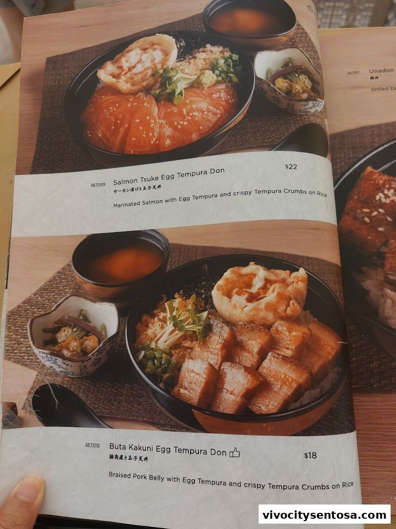 Menu page for Tempura Makino VivoCity
