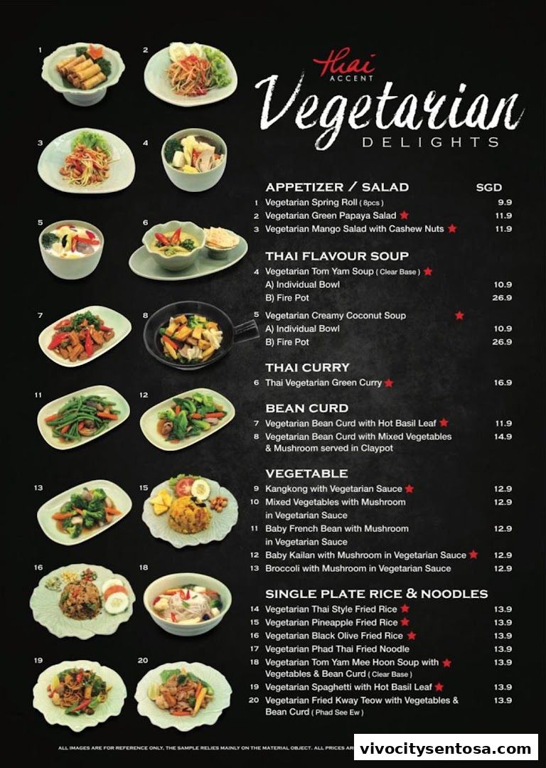 Menu page for Thai Accent