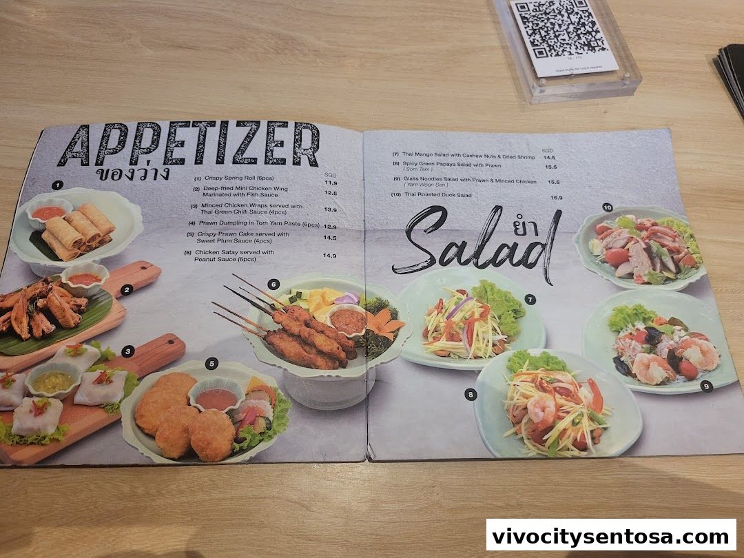 Menu page for Thai Accent