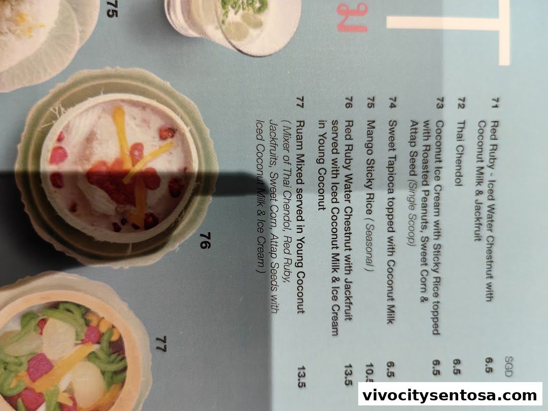 Menu page for Thai Accent