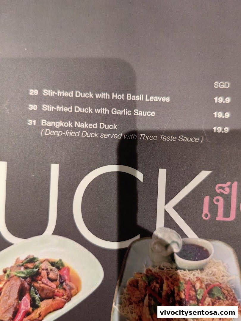 Menu page for Thai Accent