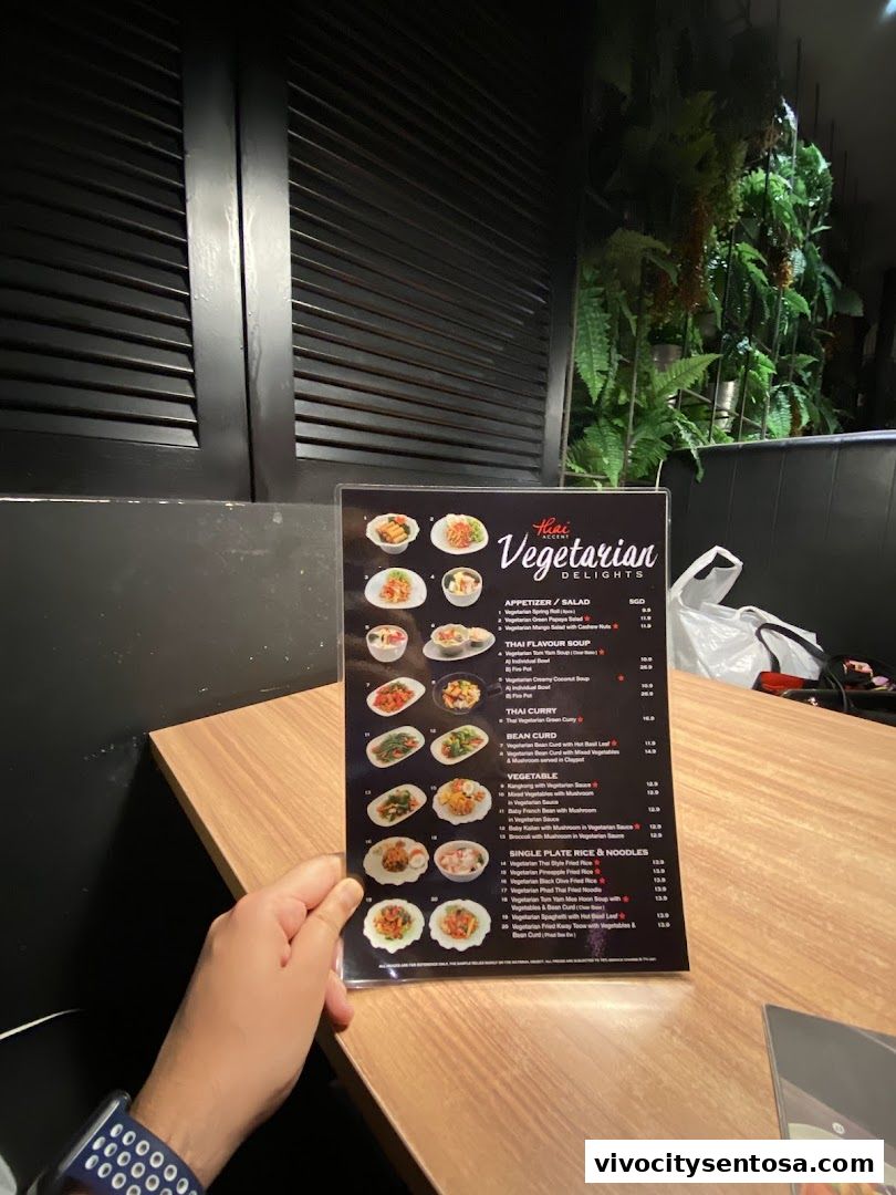 Menu page for Thai Accent