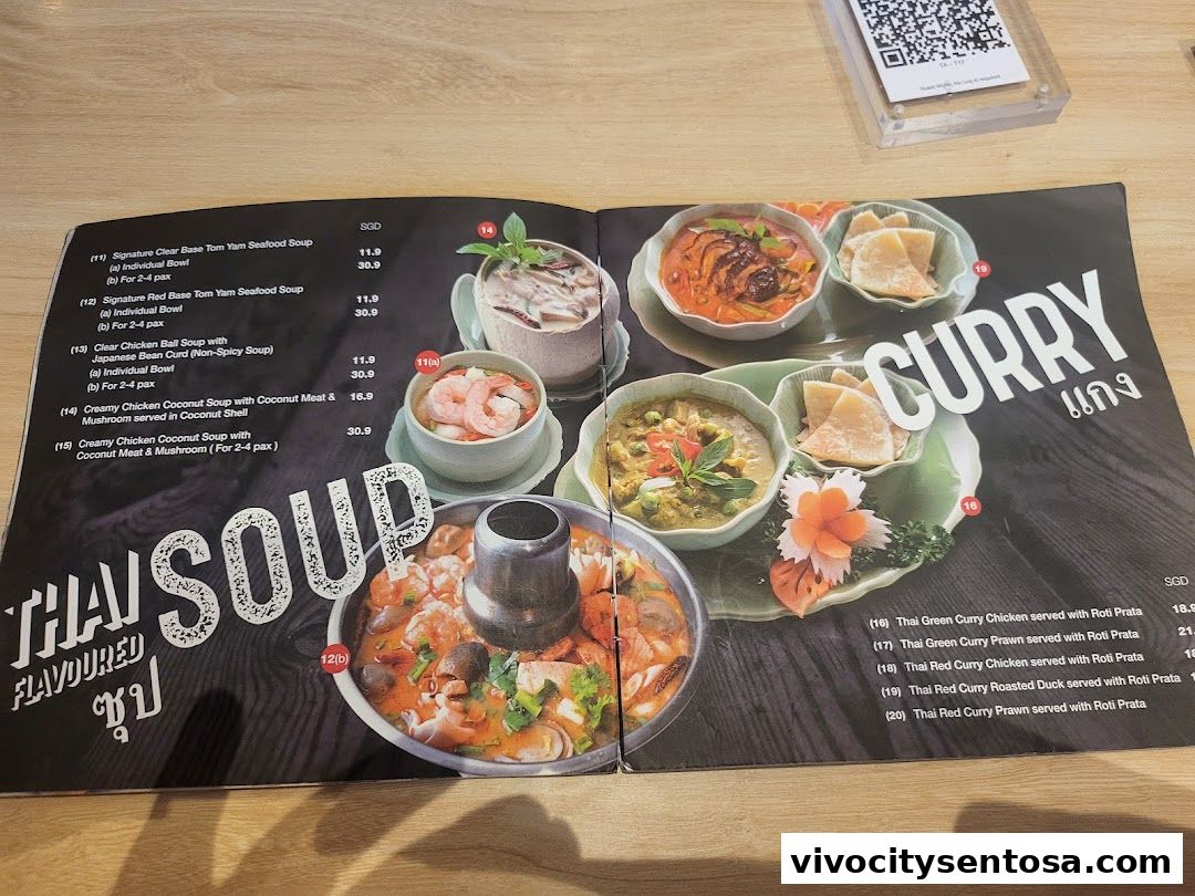 Menu page for Thai Accent