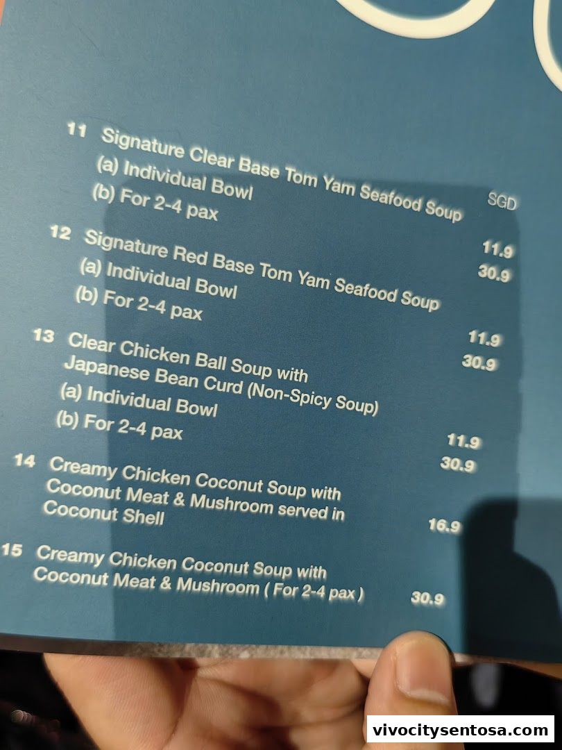 Menu page for Thai Accent