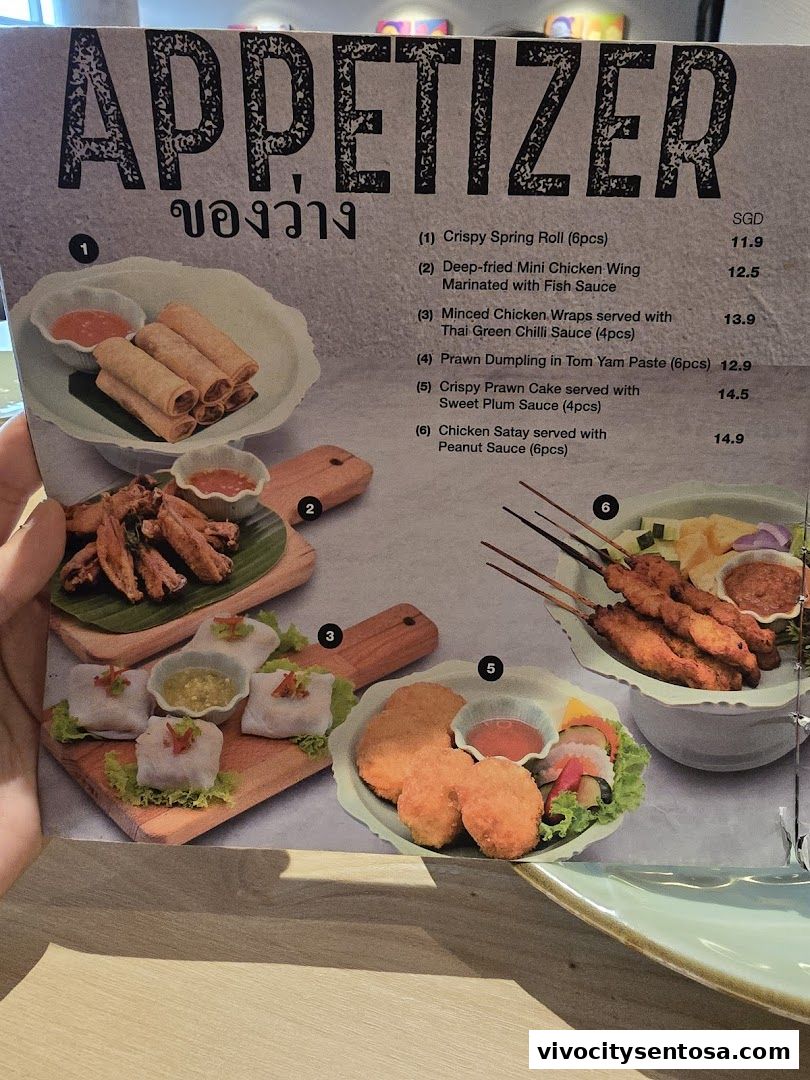 Menu page for Thai Accent