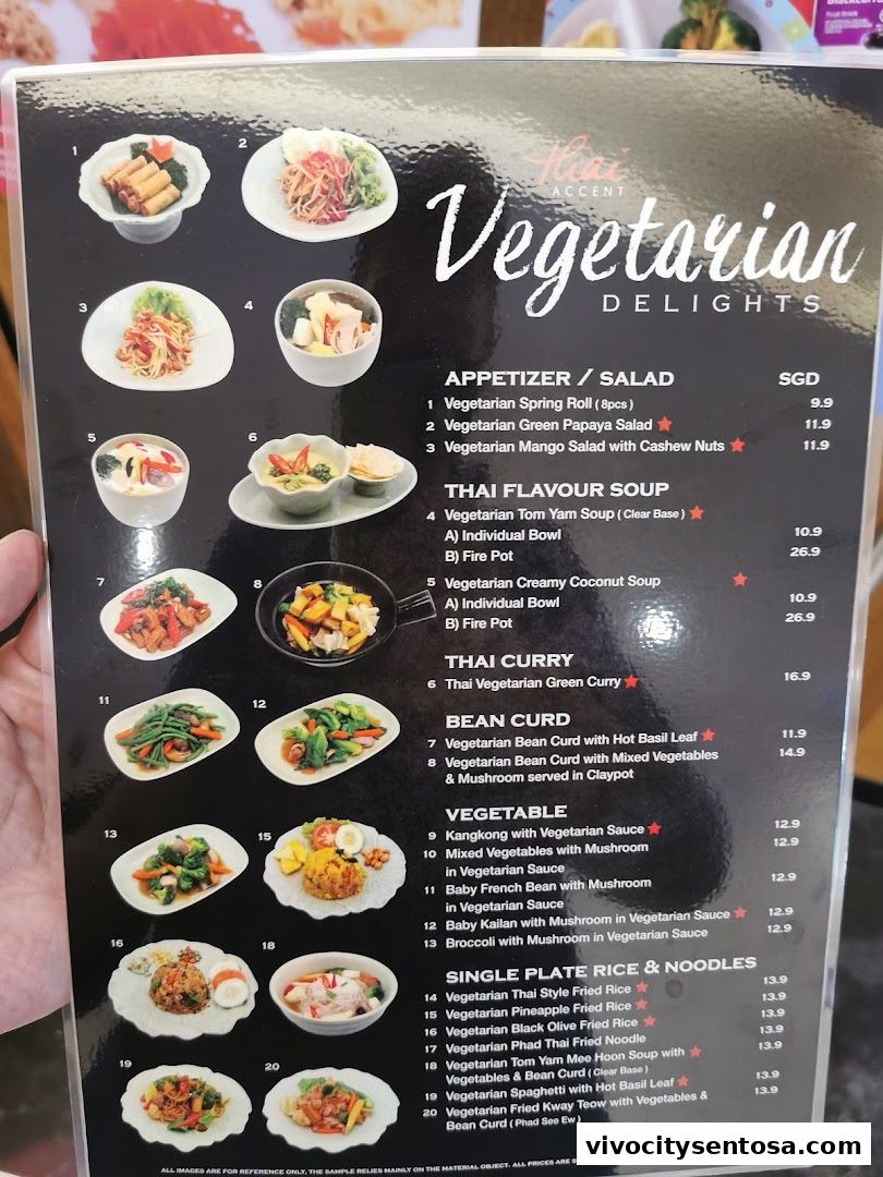 Menu page for Thai Accent
