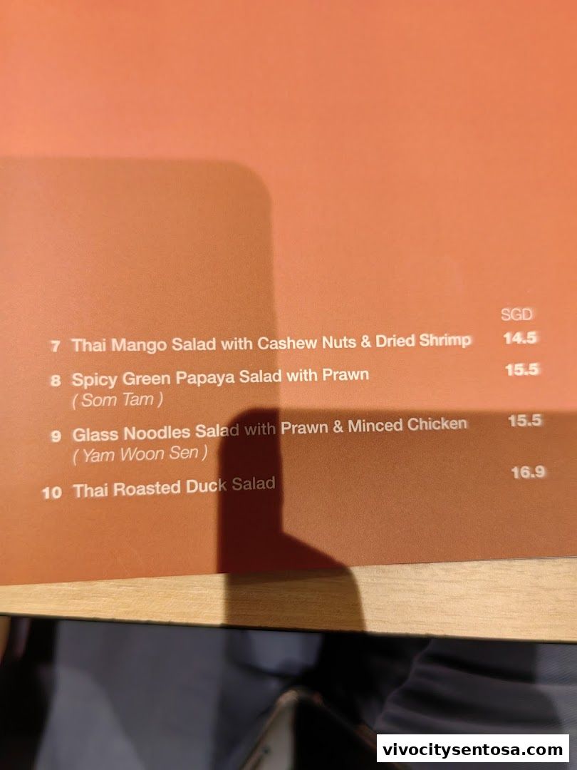 Menu page for Thai Accent