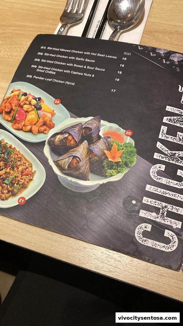 Menu page for Thai Accent