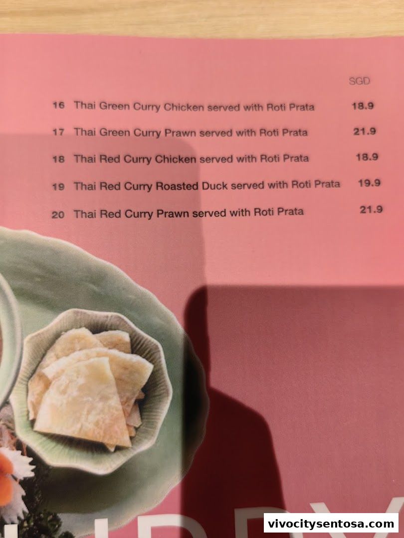 Menu page for Thai Accent