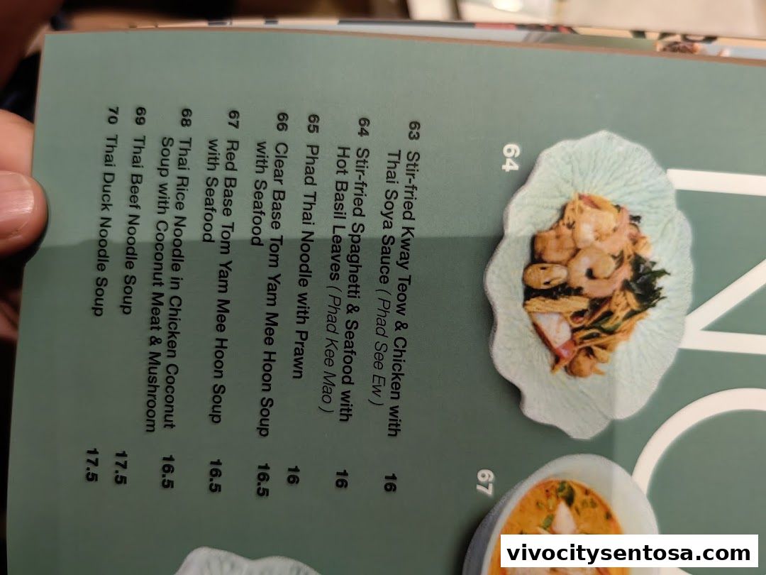 Menu page for Thai Accent