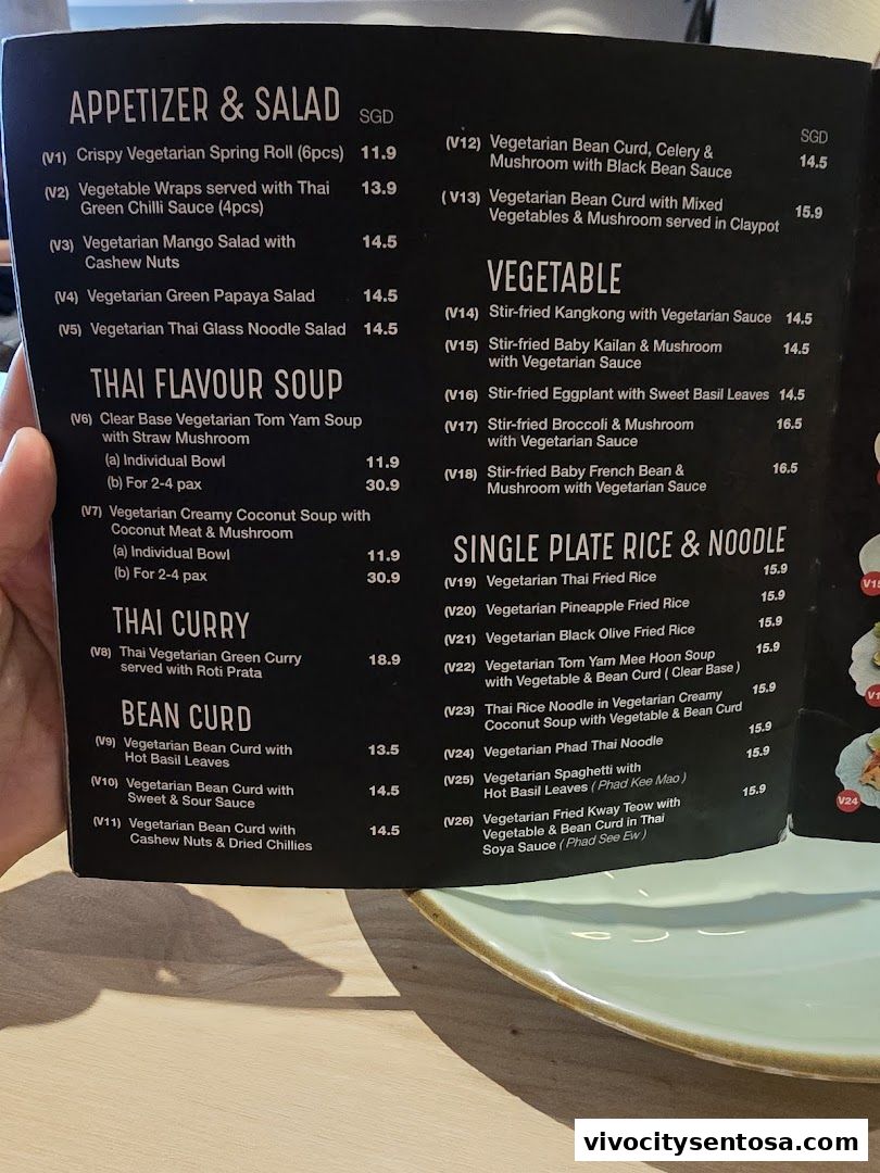 Menu page for Thai Accent