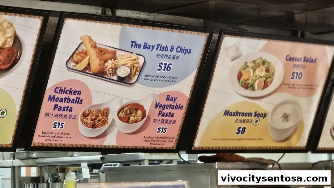 Menu page for The Bay Restaurant