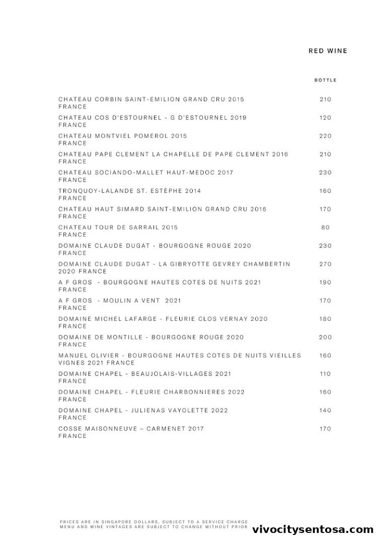 Menu page for THE CLIFF
