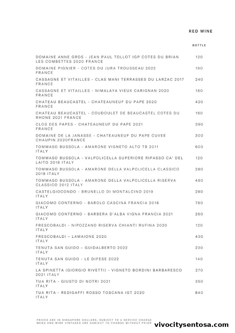 Menu page for THE CLIFF