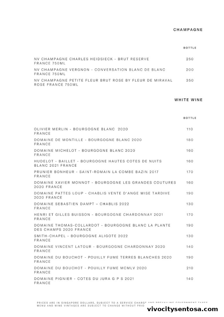Menu page for THE CLIFF
