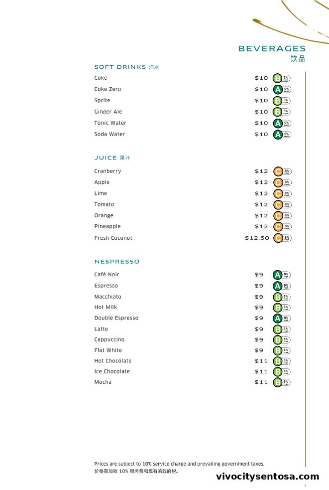 Menu page for THE CLIFF
