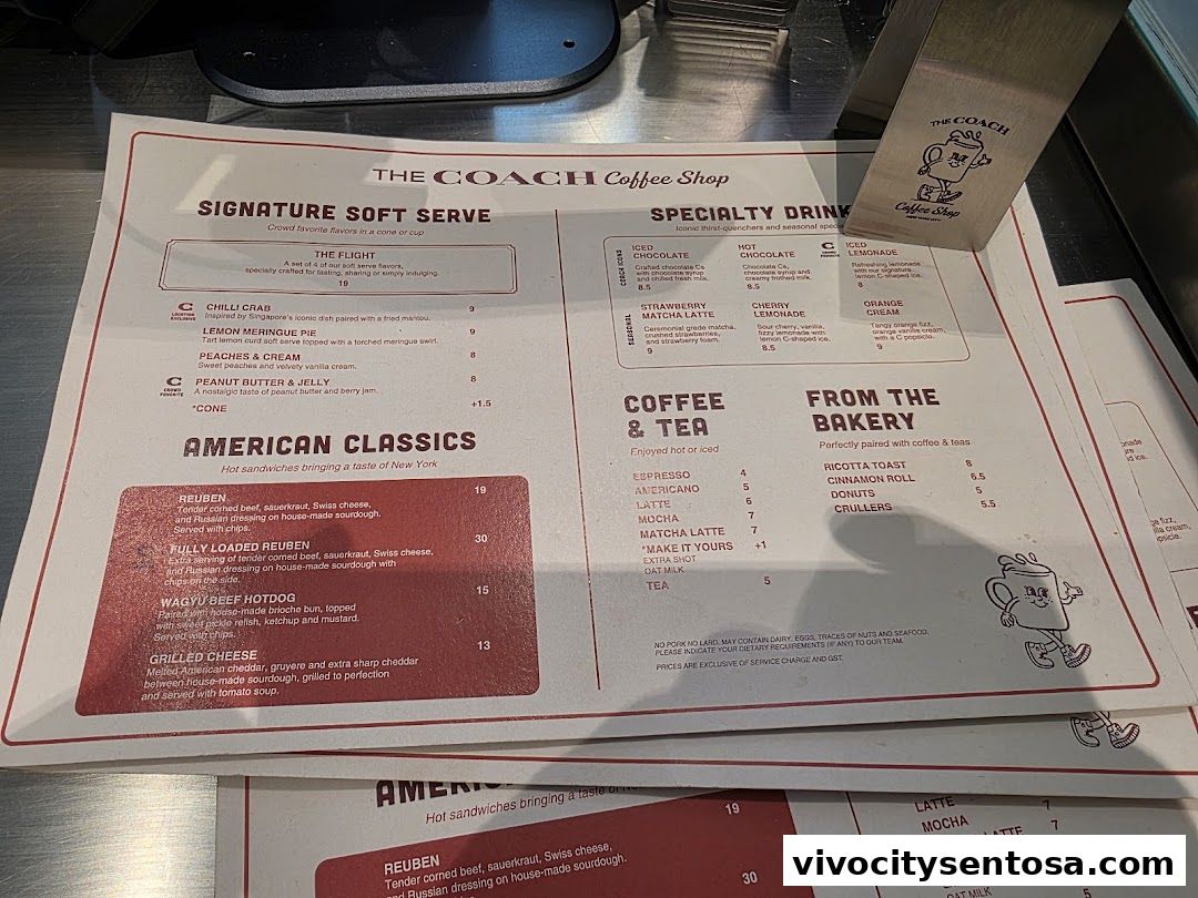 Menu page for The Coach Coffee Shop Resorts World Sentosa WEAVE