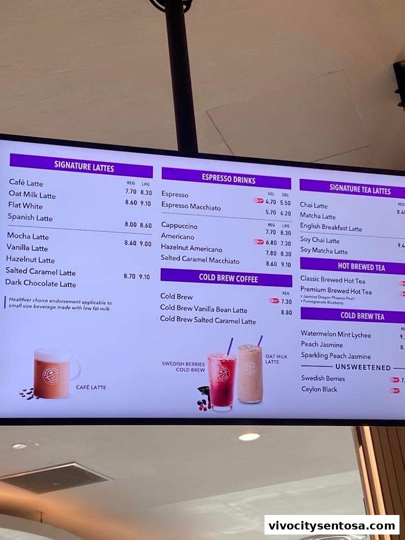 Menu page for The Coffee Bean and Tea Leaf - VivoCity