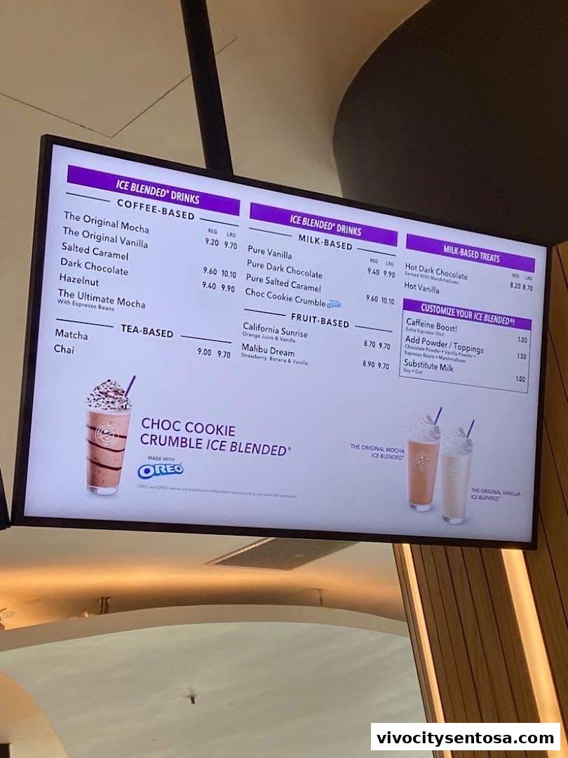 Menu page for The Coffee Bean and Tea Leaf - VivoCity