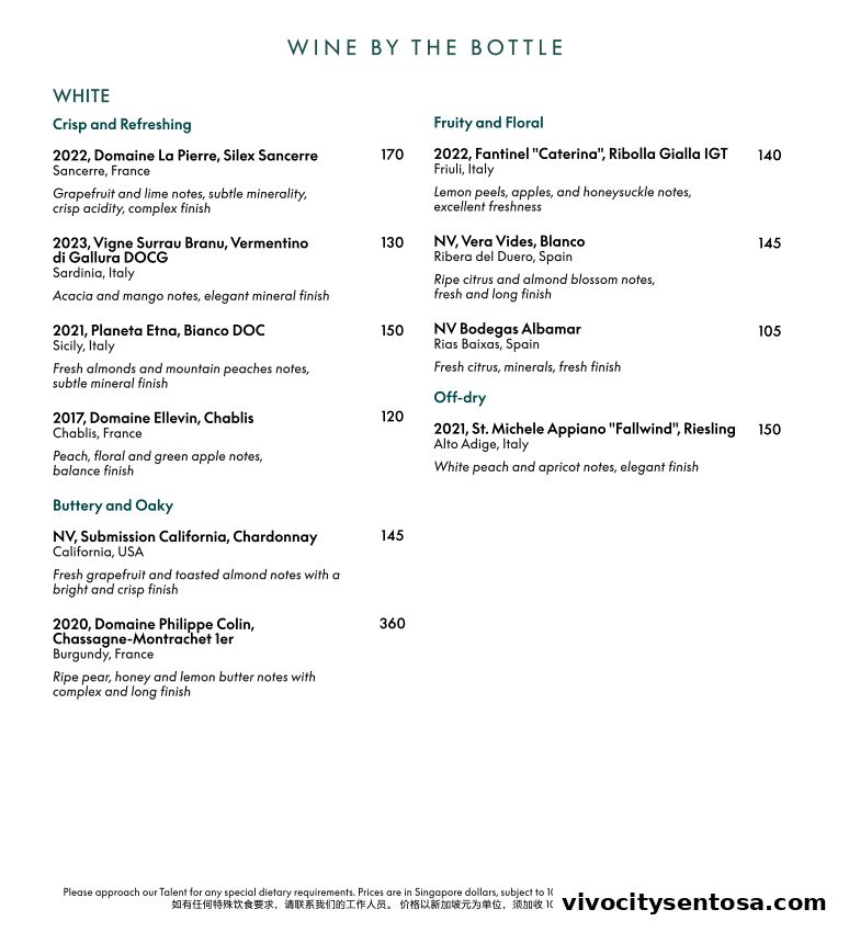 Menu page for the kitchen table